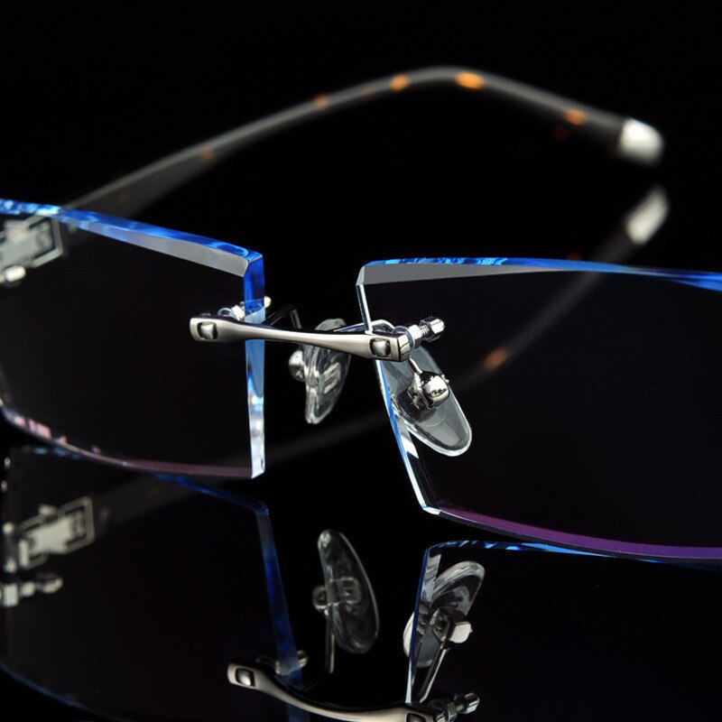 Ultralight Men Rimless Eyeglass Frames Myopia Spectacles Gradient Diamond Trimming Glasses Frames Prescription Optical Eyewear