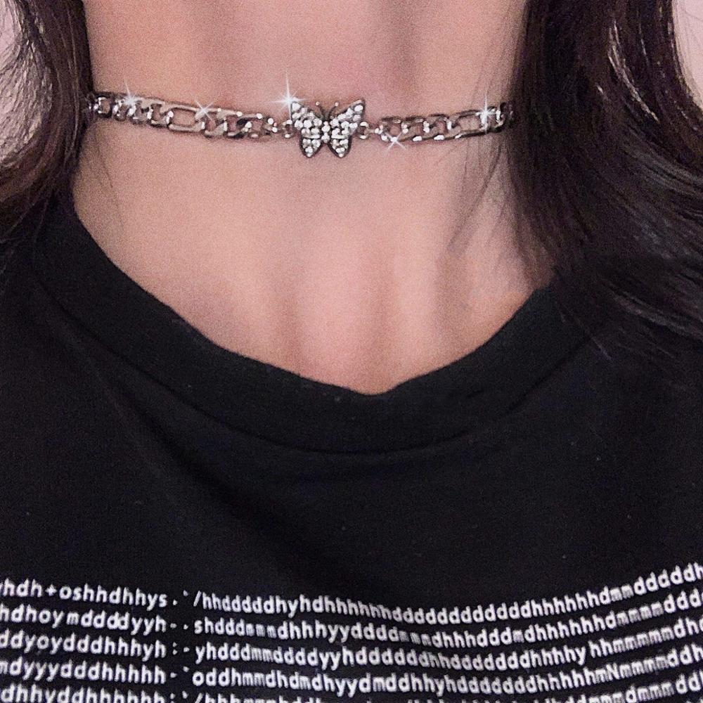 Hals kette Gothic grunge edelstahl halskette schmetterling anhänger damen halskette hip hop punk weibliche ästhetik frau schmuck