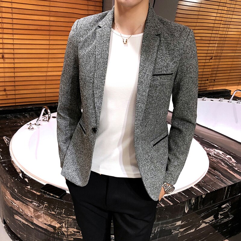 Harmaa rento miesten ohut bleiseri mallit muodollinen takki miesten slim fit tyylikäs rento bleiseri klassinen traje lentejuelas puku takki  jj60xx: A / 4xl