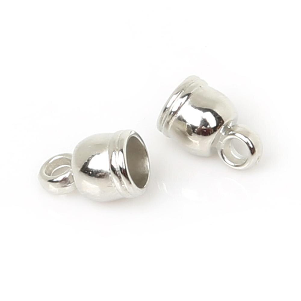 50 teile/los Ohrringe Halskette Ende Spitze Quaste Caps Leder Cord Crimps End Caps Perlen Kappe Verschluss Für DIY Schmuck Machen: Rhodium / 8x13mm