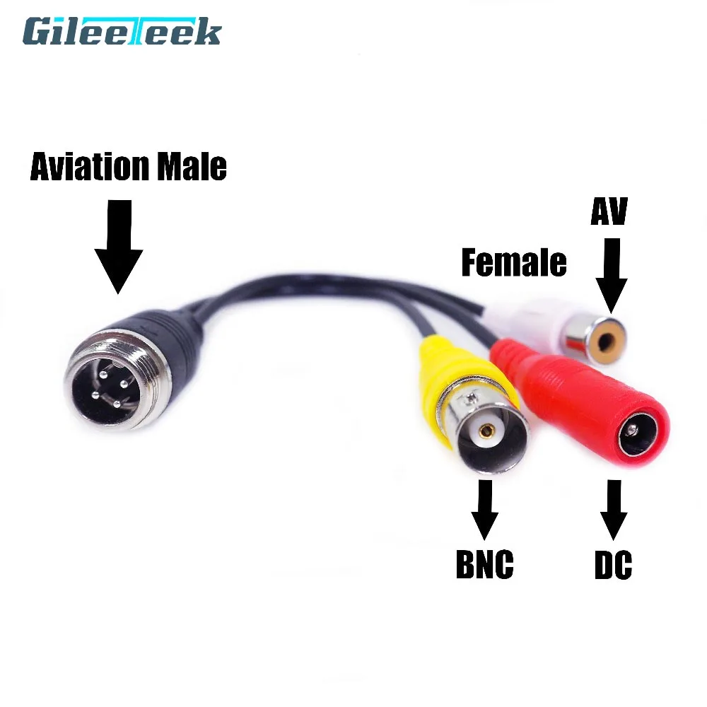 Conector de Cable de aviación de 4 pines a BNC RCA Audio Video Cable adaptador de salida de 12v para Cable de cámara CCTV 50cm