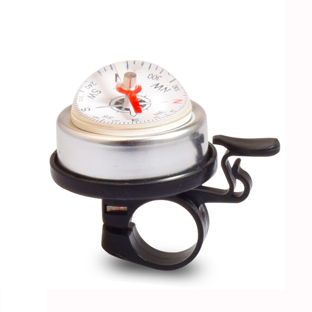 Compass Decoration Bicycle Ring Bell Outdoor Road Mountain Bike Handlebar Horn Bell Safety Drive Cycling Bell Alarm: silver