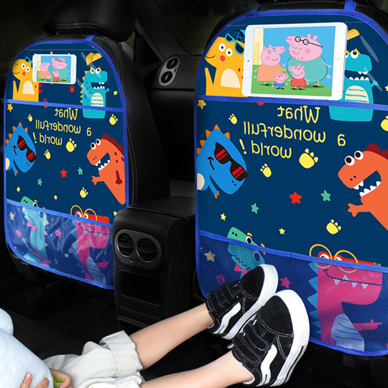 Leuke Cartoon Auto Seat Kid Protector Auto Seat Terug Cover Voor Kinderen Kids Baby Oxford Doek Met Pvc Waterdicht Anti kick Mat