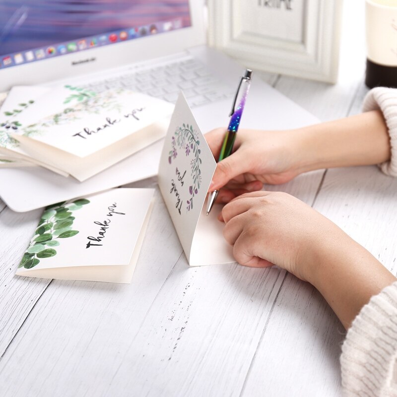 6Pcs/Set Thank You Cards Flowers Small Cards Greeting Card Postcards Message Card Universal