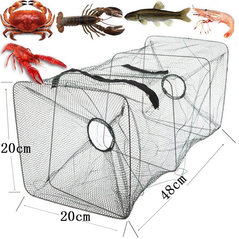 Red de pesca plegable, trampa de red de aterrizaje, jaula de inmersión fundida para pescado, camarón, pececillo, cangrejo