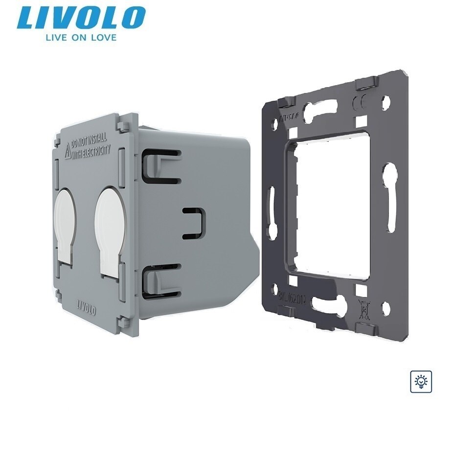 Livolo – interrupteur mural tactile, 2 boutons, sans panneau en verre, variateur Led adaptatif, pour maison, VL-C702D: iron plate