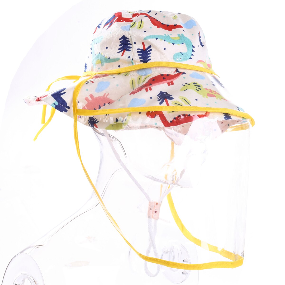 Trend Kids Protective Waterproof Bucket Hat Floral Cartoon Print Fisherman Cap with Removable Full Face Shield: 1 / S