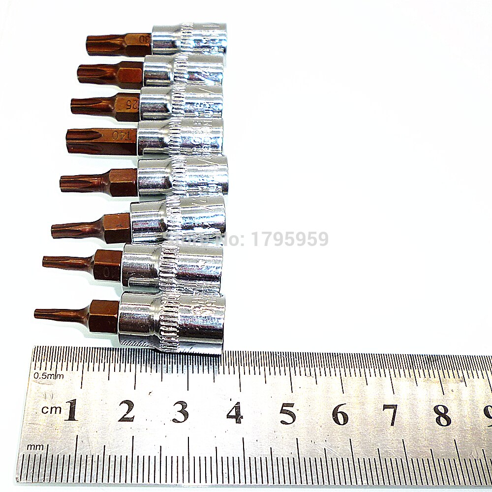 Jeu de tournevis à douille Torx 8 pièces 1/4 "tournevis à Impact carré T8 T10 T15 T20 T25 T27 T30 T40 clé Torx clé à douille outils