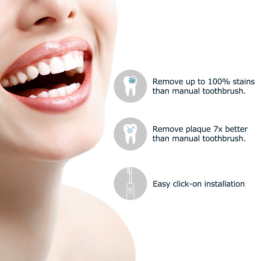 D901/D902 Mornwell 4pcs White Rubberied Replacement Toothbrush Heads with Caps for Mornwell D01/D02 Electric Toothbrush