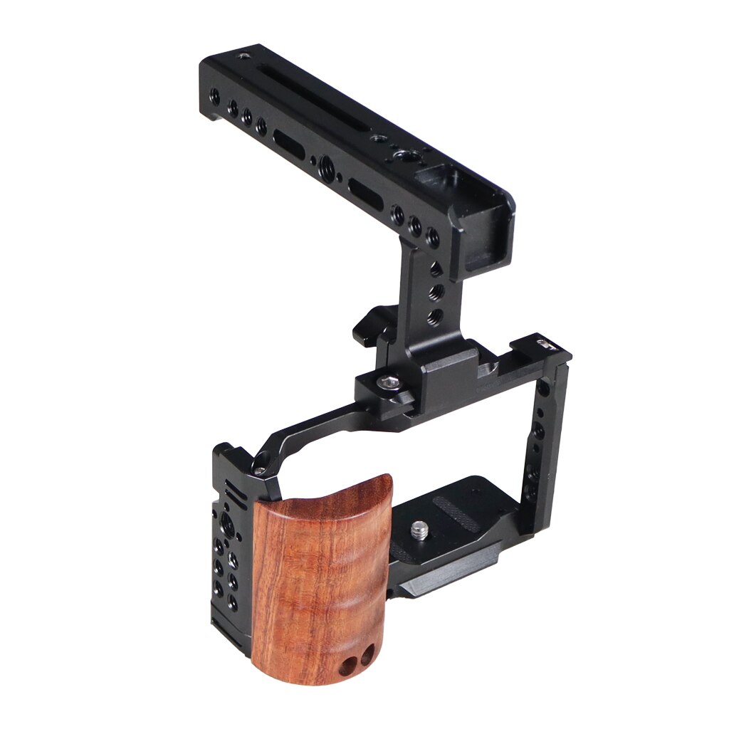 ZVE10 Camera Kooi Houten Handvat Met Top / Side Grip Ingebouwde Arca Quick Release Plaat Stabilizer Rig Kit voor Sony ZV-E10 Dslr