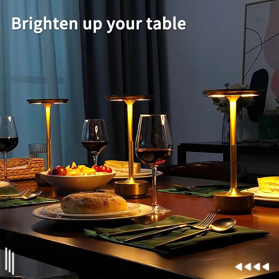 Oplaadbare draadloze tafellamp voor slaapkamer, oplaadbaar, aanraaklamp, campingkaars, creatief, USB-C, bureaulamp