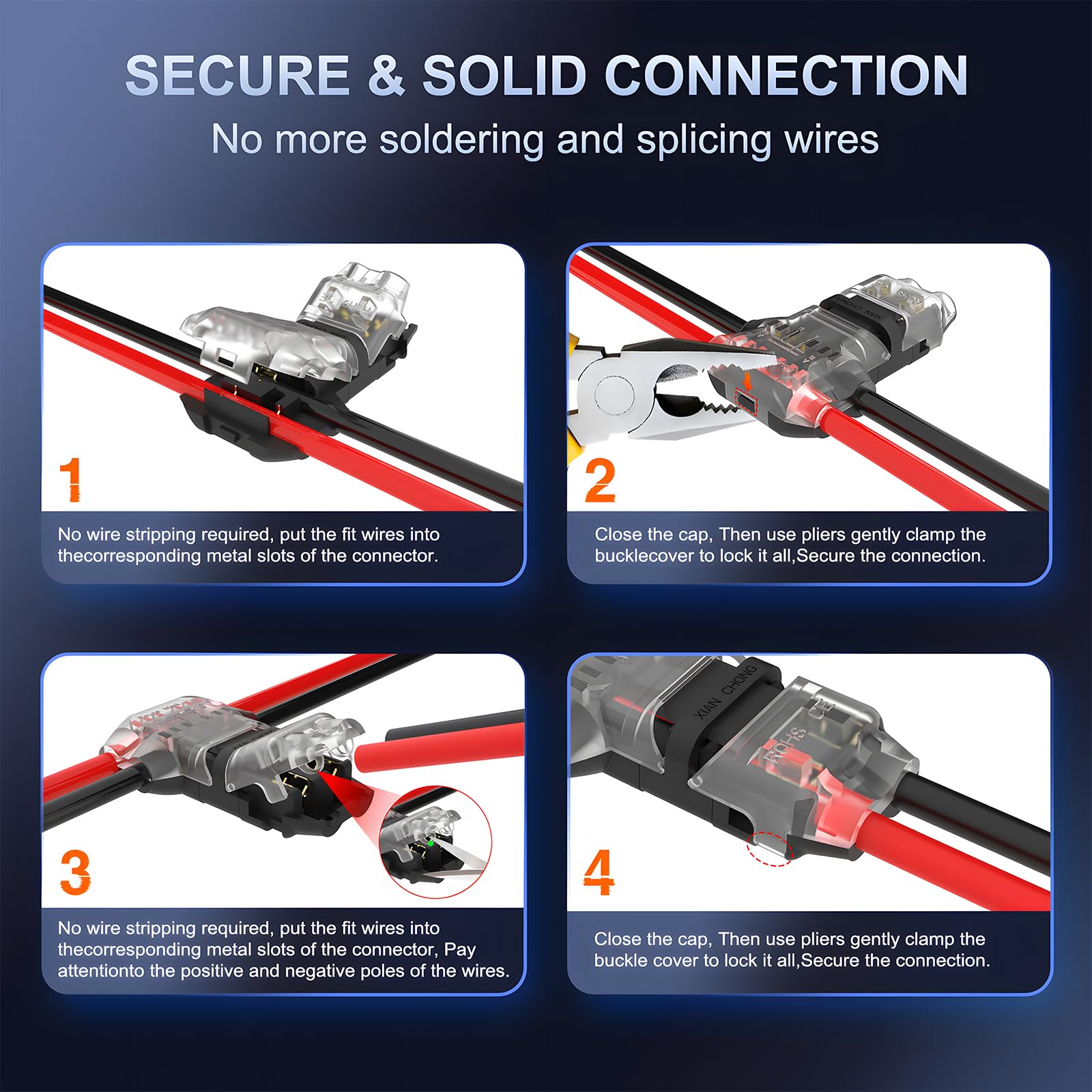 10 stück /20 geeignet für 14-20 awg lötfreie, drahtlose schnellverbinder, abzweigverbinder, 3- -wege- 2-- pin-niederspannungsverbinder