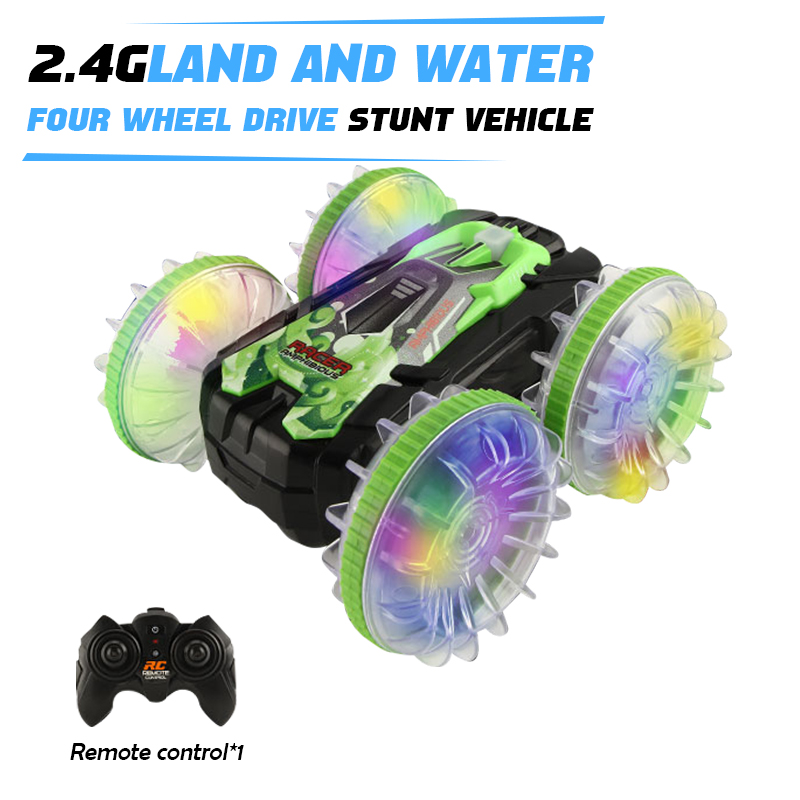 Voiture amphibie télécommandée RC, voiture de cascade, véhicule Double face, roue de dérive légère, jouets d'extérieur pour garçons et enfants