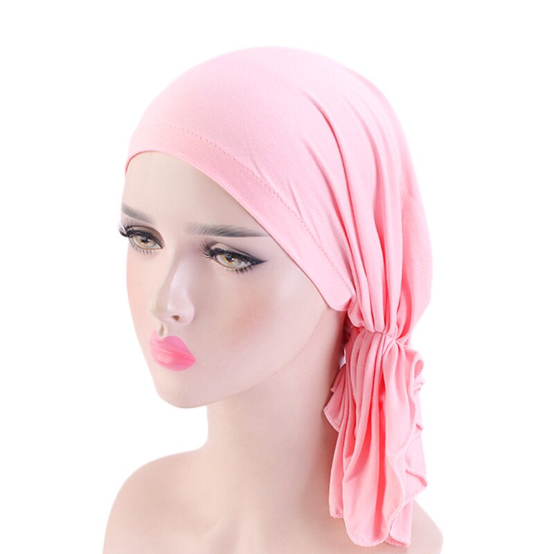 Foulard en bambou et coton pour femmes musulmanes, Bonnet de chimio, accessoires pour cheveux, bandana anticancer, couvre-chef, chapeau de Pirate: 463 Pink