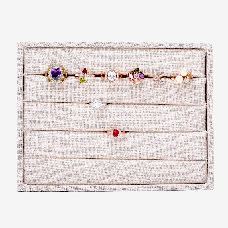 Anneau classique présentoir bijoux présentoir velours lin bijoux présentoir plateau velours lin