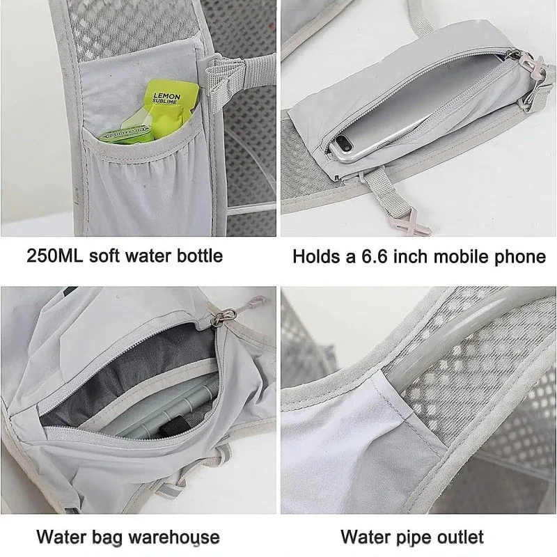 Running Hydration Vest Backpack for Hiking Cycling Marathon Lightweight Water Chest Pack With Phone Storage Pocket