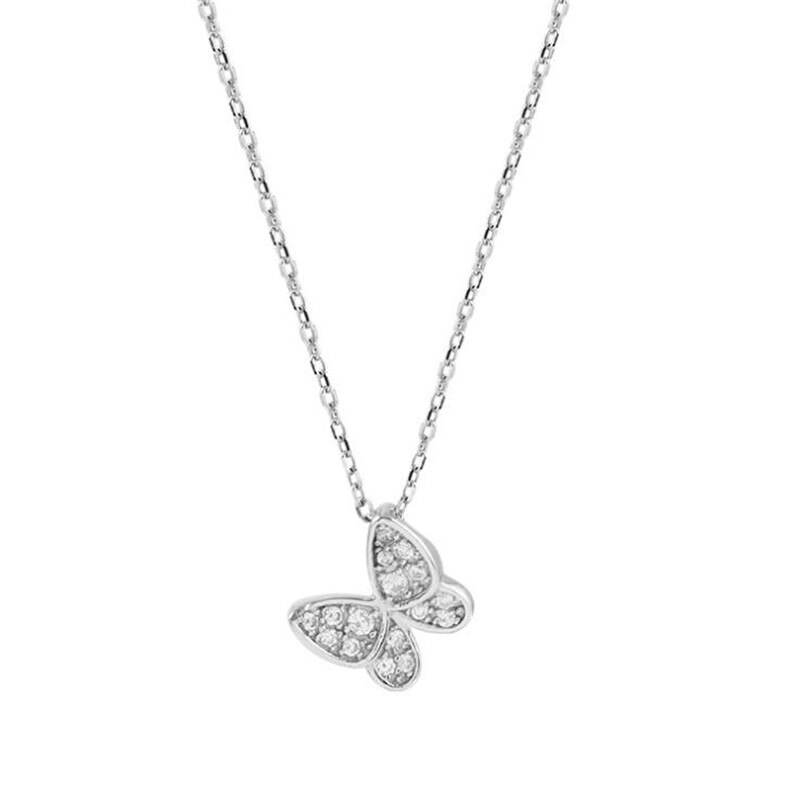 belle papillon femme 925 bijoux en argent Sterling personnalité tempérament cristal pendentif colliers H510