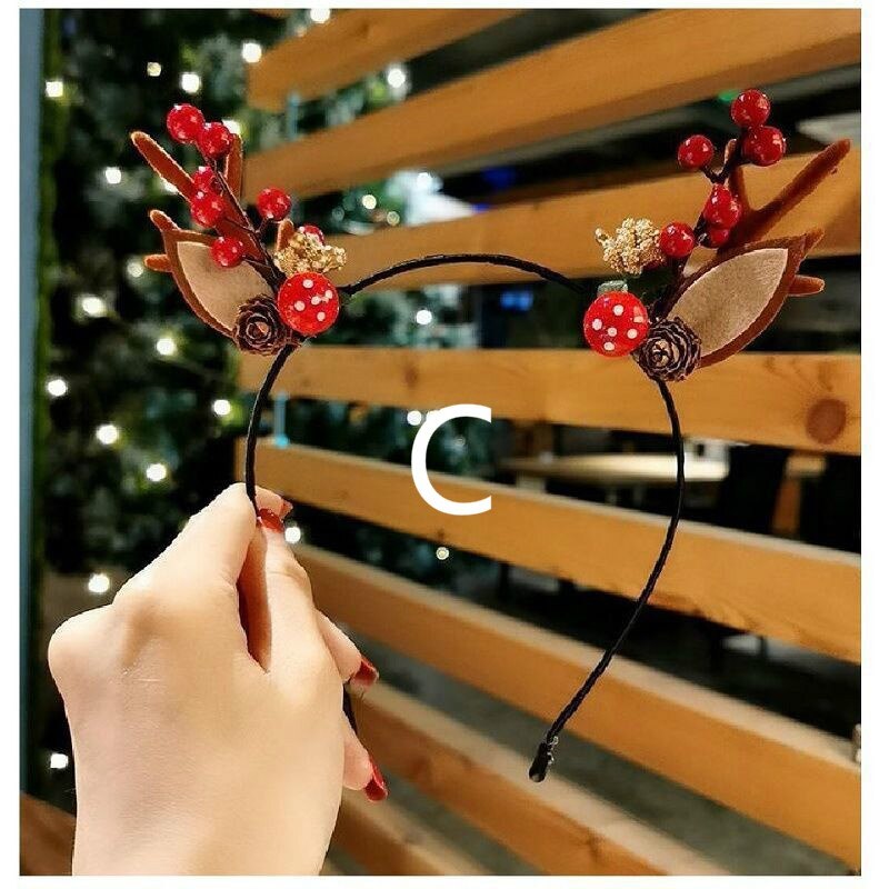 Neue Stirnband Elch Hörner Kiefer Kegel Weihnachten Stirnband Weibliche Haar Zubehör Nette Katze Ohren Headwear: C