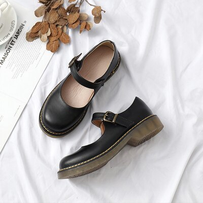 Mori fille Vintage en cuir Mary Janes école uniforme chaussures: Black / 6