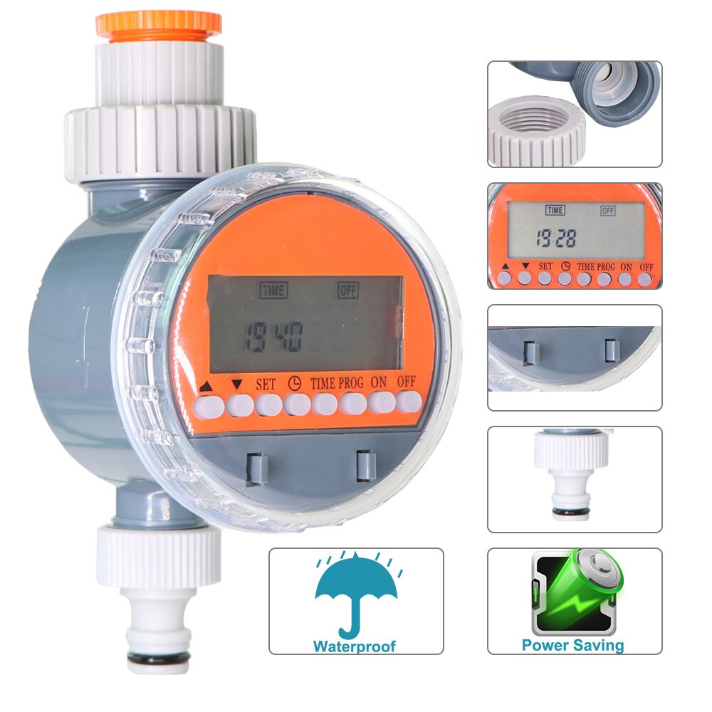 Garden Ball Valve Automatic LCD Water Timer Display Electronic Watering Irrigation Controller Sprinkler System Valve Faucet Hose