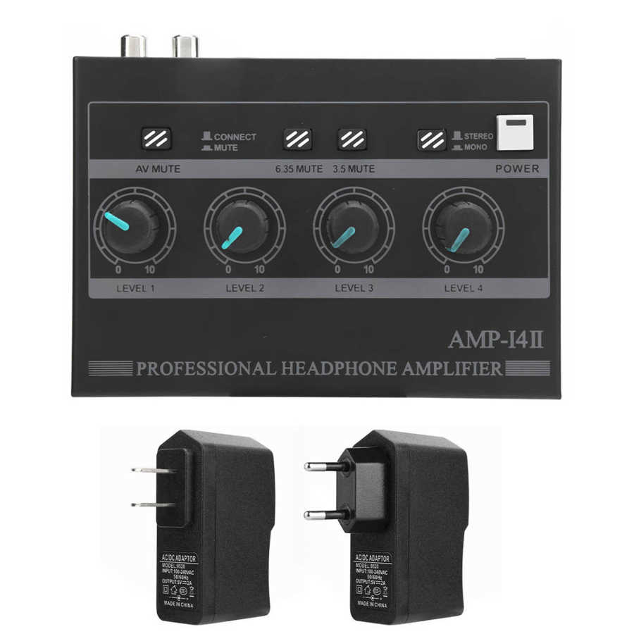 Amplificatore per cuffie 4-Channel Ferroalloy Mono/Stereo Monitor Set AMP-i4 amplificatore per cuffie ricaricabile (100-240V)