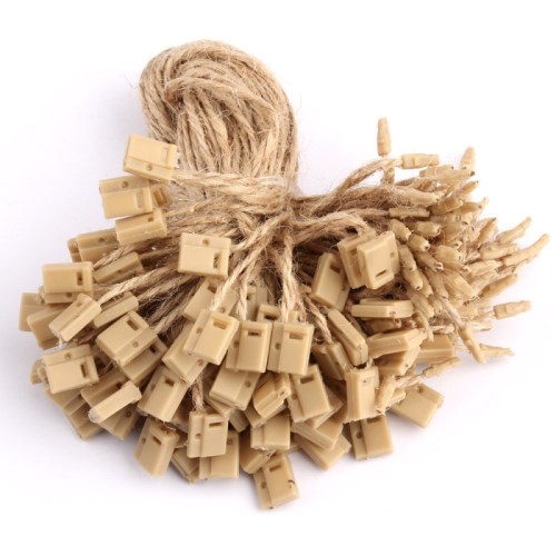100 stk naturlig hamp snor tag håndværk smykker beklædningsgenstand pris vintage hænge tags hør snor snap loop lås jute reb gør-det-selv tilbehør: Default Title
