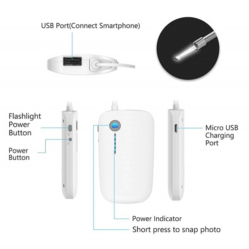 3.9mm wifi øre endoskop kamera til iphone  ip67 3 in 1 type c otoscope usb visuel øre ske inspektionskamera til ios android pc