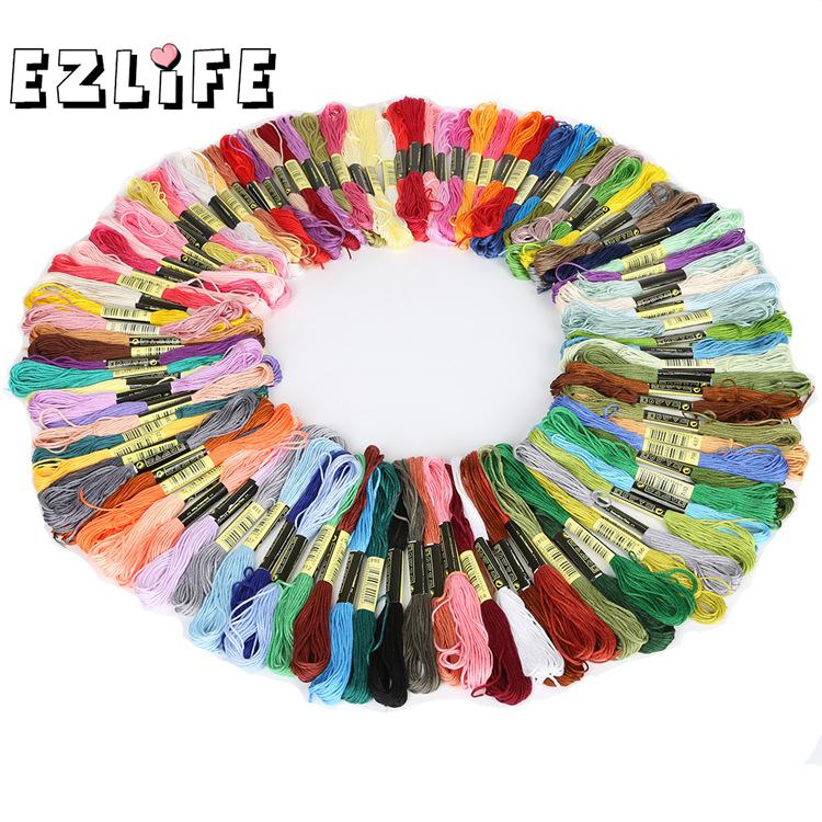 Lote de 8 unidades multicolor de hilos DMC de 7,5 m de largo, accesorios para bordado de punto de cruz, herramientas para costura de hilos de algodón Sewi X6W5