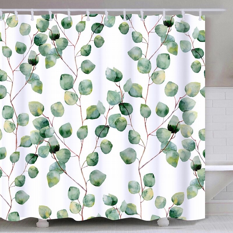 Feuille de plante tropicale Monstera Cactus rideau de douche rideau de salle de bain tissu imperméable Polyester résistant à la moisissure: L 180x180cm