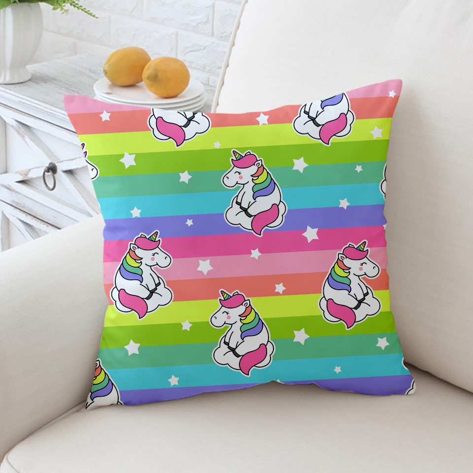 Kussensloop grappige decoratie voor auto eenhoorn serie kleurrijke print kussensloop huis bank kamer decoratie kussenhoes: G