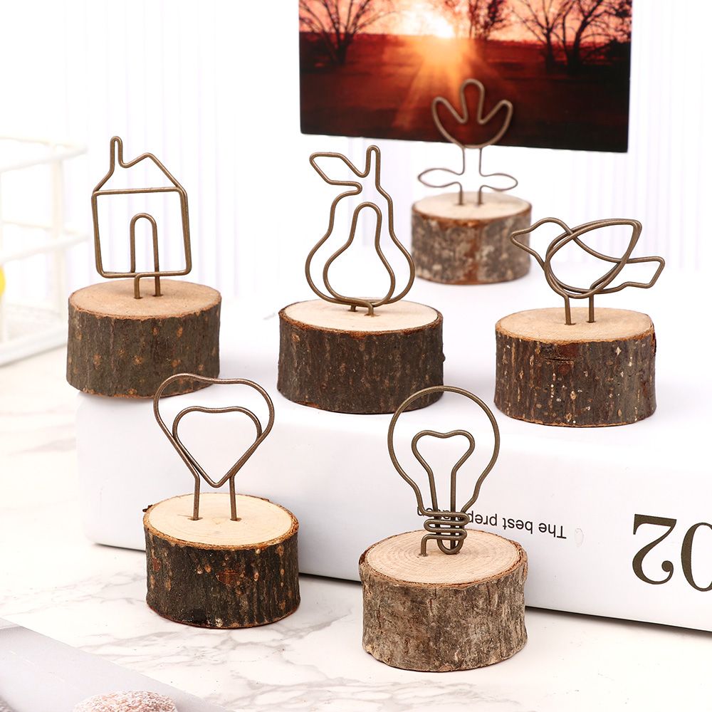 Gold Wooden Table Numbers Holder Paper Clamp Wedding Supplies Photos Clips Picture Frame Place Card Clamps Stand