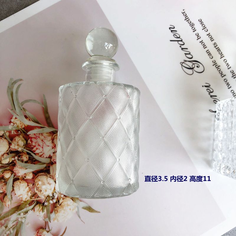 Flacon de parfum en Relief losange français, bouteilles en verre de cristal simples, stockage d&#39;essence d&#39;aromathérapie, Vintage, ornement de bouteille de commode: D-3.5x11cm