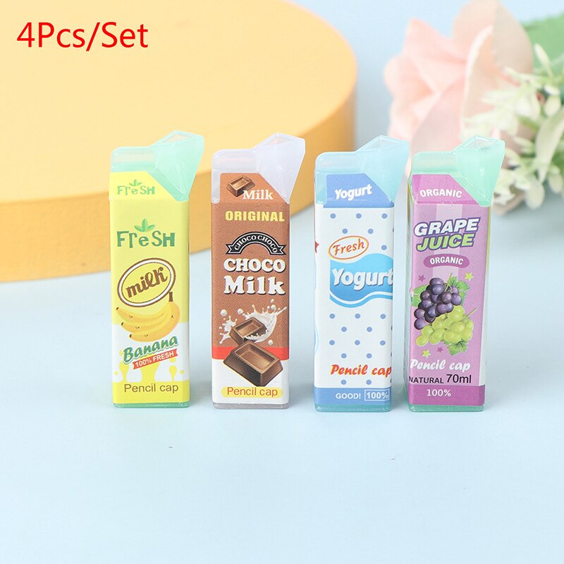 1:12 Scale Miniature Dollhouse Food Milk Carton Bottle Drink Cup Pretend Foods for 1/12 Doll House Kitchen Accessories