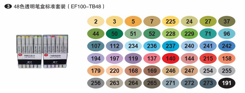 Finecolour EF100 Double-Headed Sketch Drawing Art Markers: 48color standard box