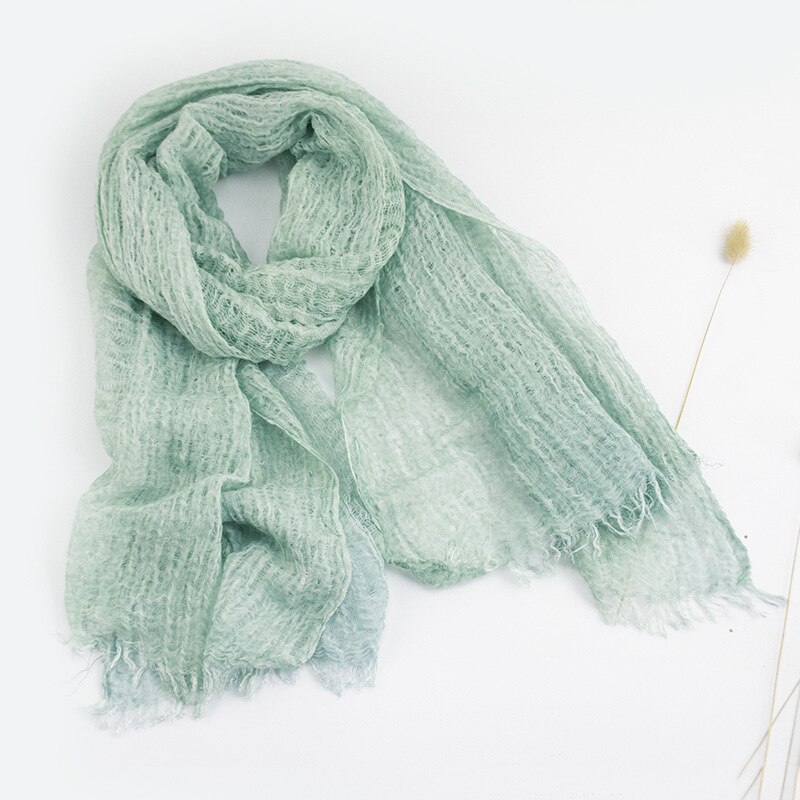 Luxe Solid Real Linnen Zomer Rimpel Zijden Sjaal Vrouwen Shawl Lange Soft Wrap M201