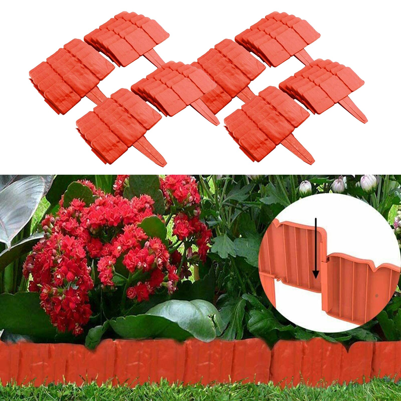 20Pieces Garden Fence Edging Decorative Patchwork Fence Garden Edging Fence Stone Patio Fence Edging Plant Border Garden Border