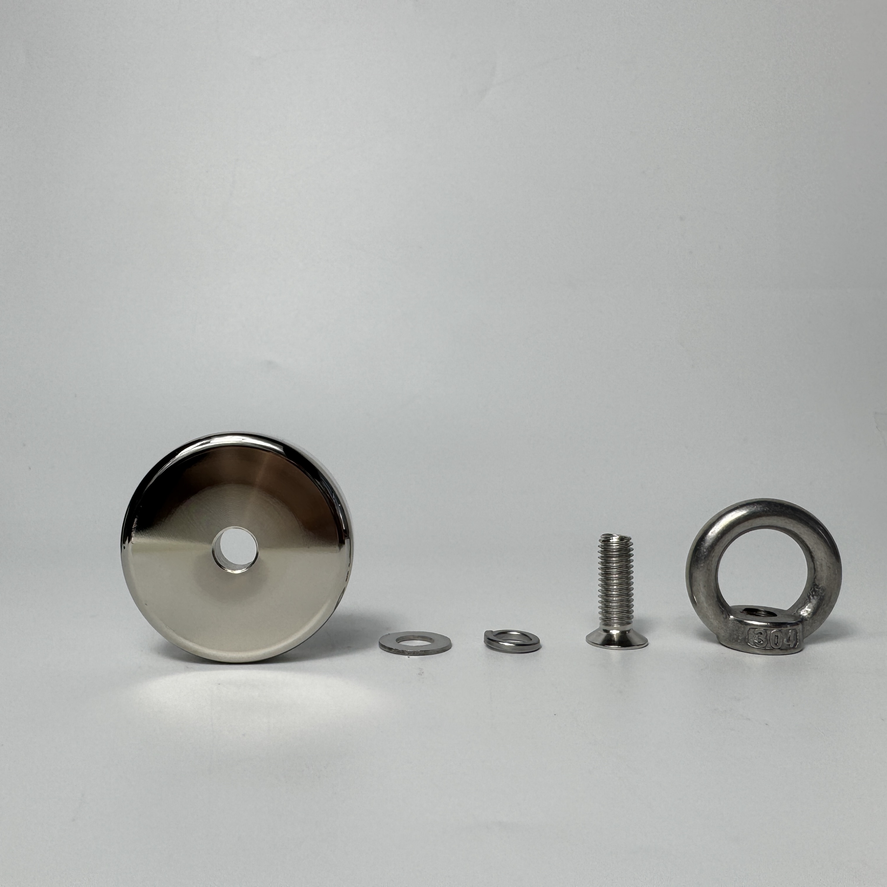 D55/2,16 Zoll Neodym-Angelmagnet Bergung Sucher Magnethaken N52 Hochleistungsmagnete mit Senkloch-Ringschraube