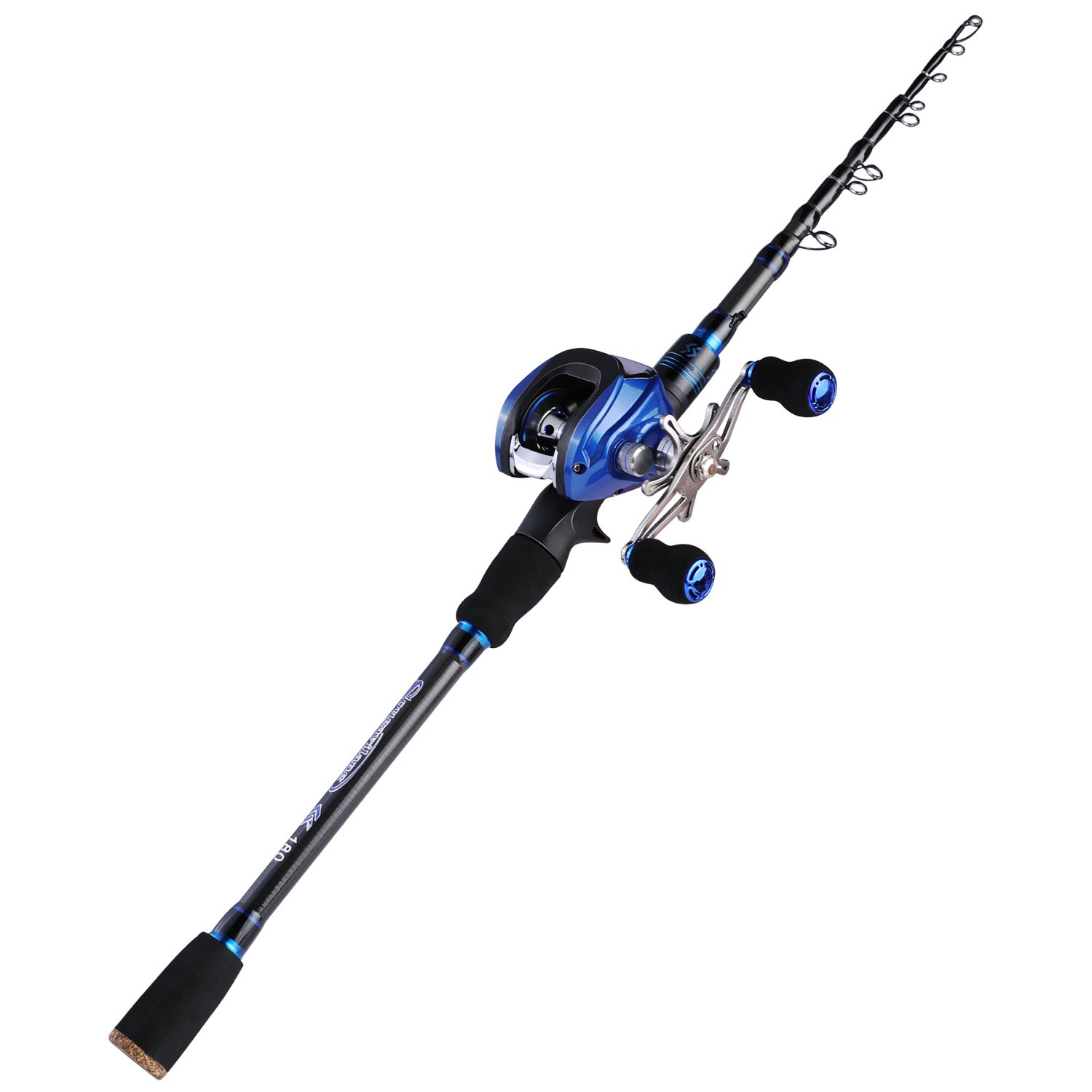 Sougayilang 1.8M 2.1M Portable Telescopic Fishing Combo Carbon Fiber Fishing Rod and 17+1BB Baitcasting Reel Travel Fishing Set