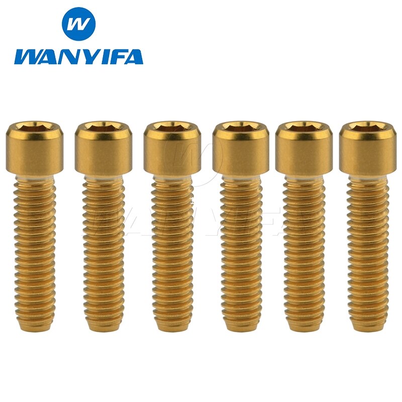 Wanyifa 6 kpl  m4 x 10 13.5 15 20 25 mm titaani kuusiokoloavain pieni kantapultti pyörän vaihtajan ruuveille: M4 x 20 kultaa