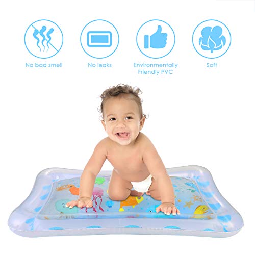 Tummy Time Baby Inflatable Water Mat, Apple Shape Infants Toddlers Activity Center Sensory Developmental Play Mat with Toys: Marine Anima