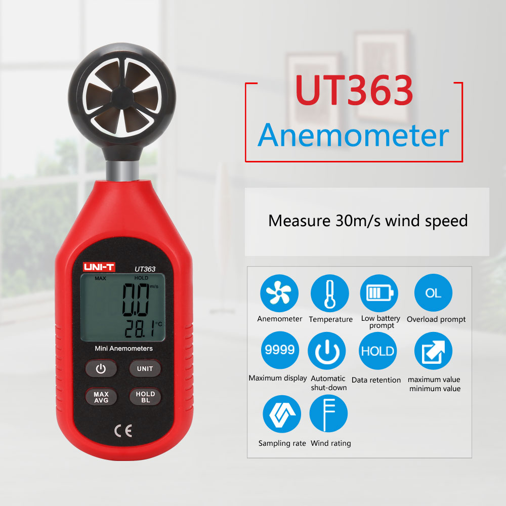 UNI-T UT363 Digital Anemometer Portable Anemometer LCD Digital Temperature Tester Handheld Measuring Tool