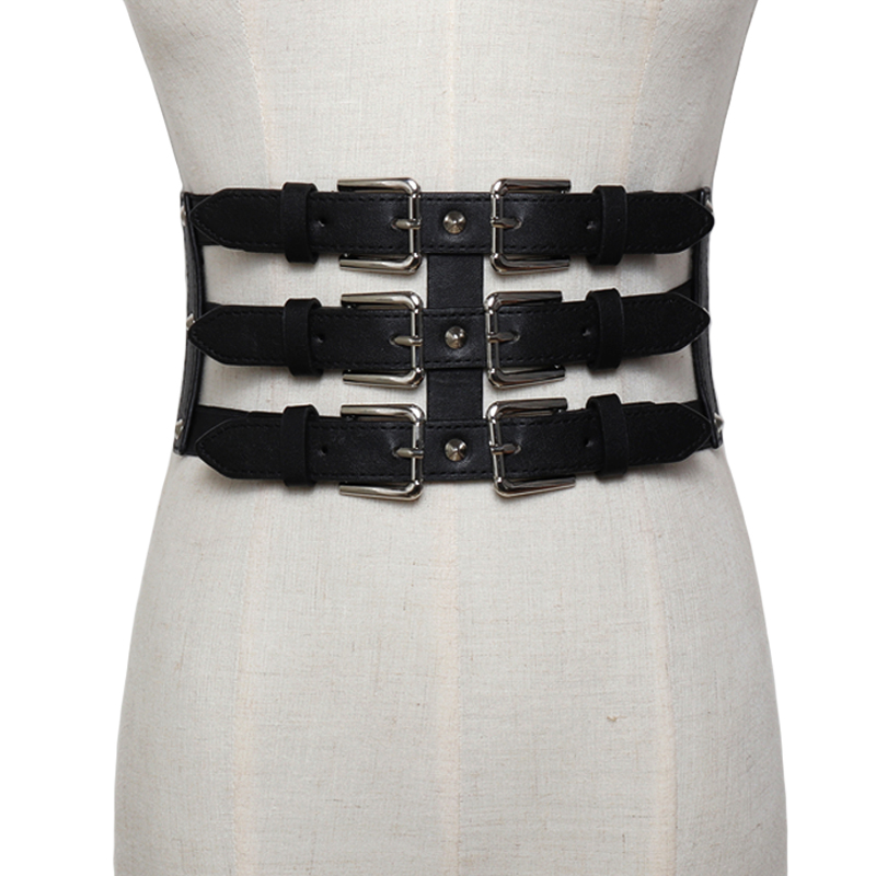 Vrouwen ultra brede lederen riemen slim corset body vintage kunstleer retro elastiek riem Afslanken Corset