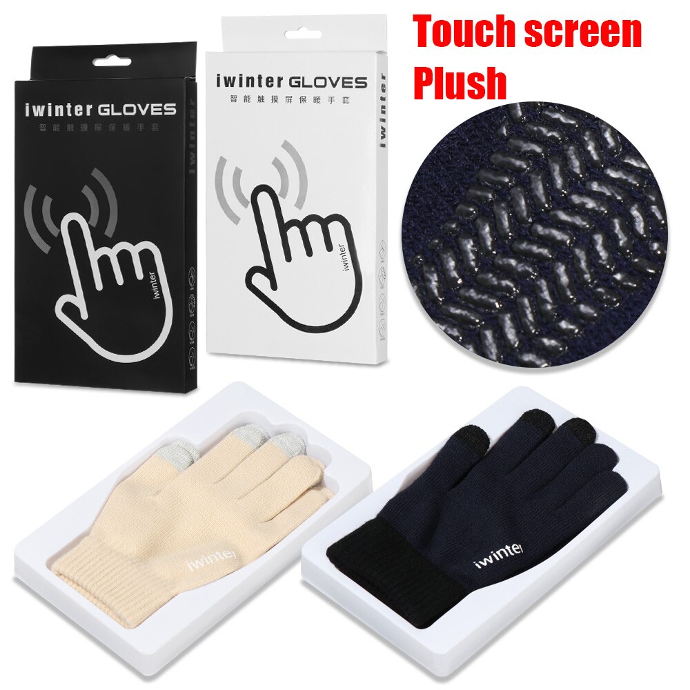 Touch Screen Gloves Sport Cycling Full Finger Mittens Thick Plush Autumn Winter Thick Warm Knitted Wool Mitts