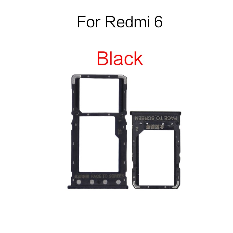 1 Pcs Sim Card Tray Slot Houder Adapter Accessoires Voor Redmi 6 6A Vervangende Onderdelen: For Redmi 6 6A Black