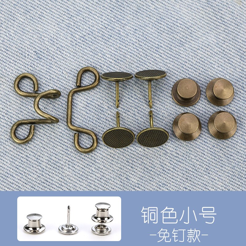Draai Taille Artefact Pin Accessoires Nail-Gratis Broche Jeans Jas Broek Taille Aanpassing Pin Afneembare Universele Vaste Knop: copper-S