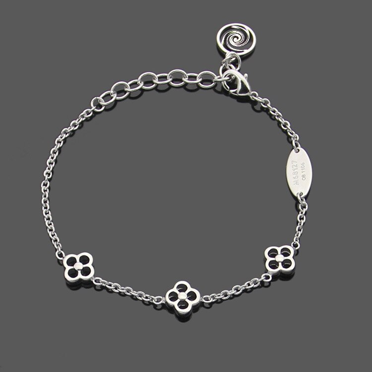 , pulsera de flores de cuatro hojas ahuecada con 3 letras en V para mujer, pulsera de flores de cuatro hojas de Yajin