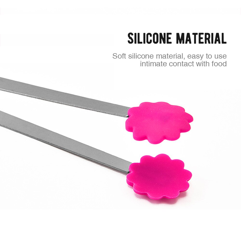 1PC Kitchen Silicone Clip Fruit Tongs Salad Serving Stainless Steel Handle Utensil Kitchen Accessories Tools