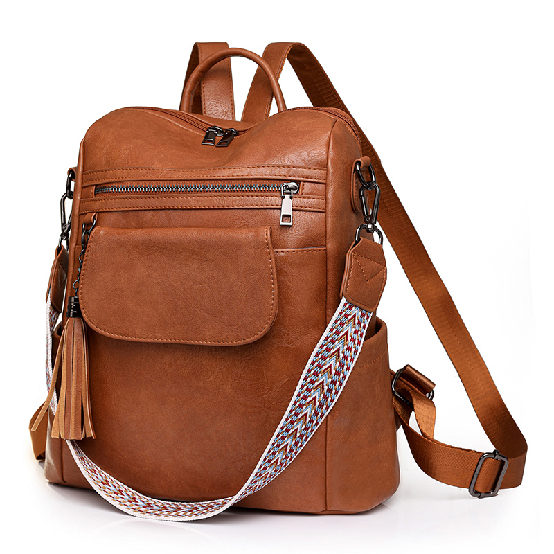 Women Backpacks Shoulder Bag Soft Leather Backpack Ladies Travel Bag Large School Bags for Teenage Girls: Chocolate