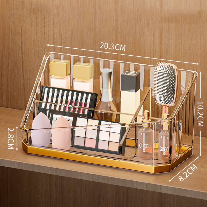 Organizador de maquillaje de lujo, caja de almacenamiento de brochas de maquillaje para baño de escritorio, caja de bolígrafos de oficina, organizador de brochas de maquillaje, caja de almacenamiento de lápiz labial: Verde claro
