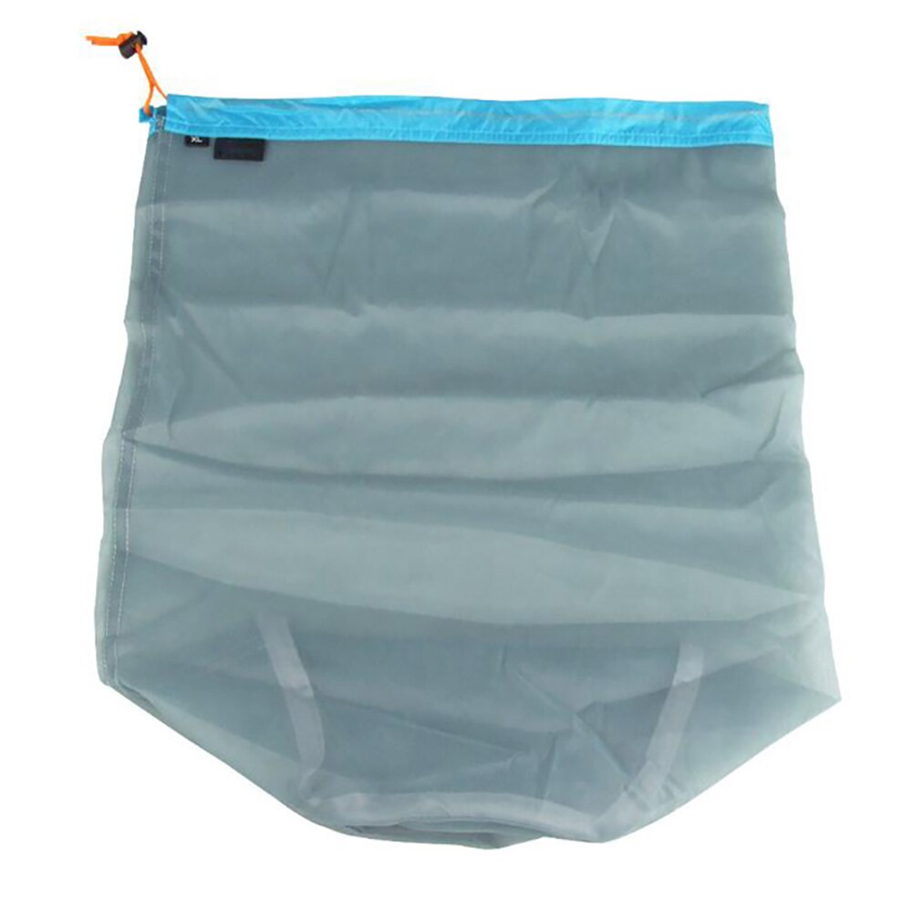 1Pc Mesh Storage Bag Fishing Net Outdoor Ultralight Laundry Storage Transparent Bag Drawstring Hiking Camping Sports Bags Covers: Grey